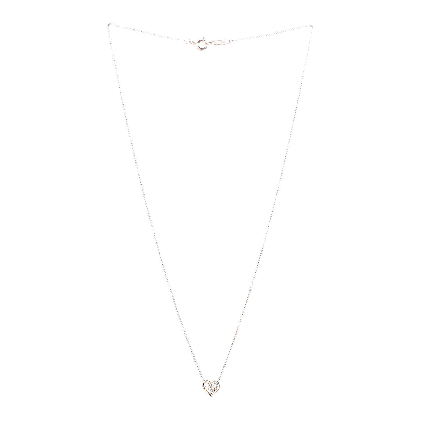 18K Rose Gold Diamond Heart Pendant Necklace