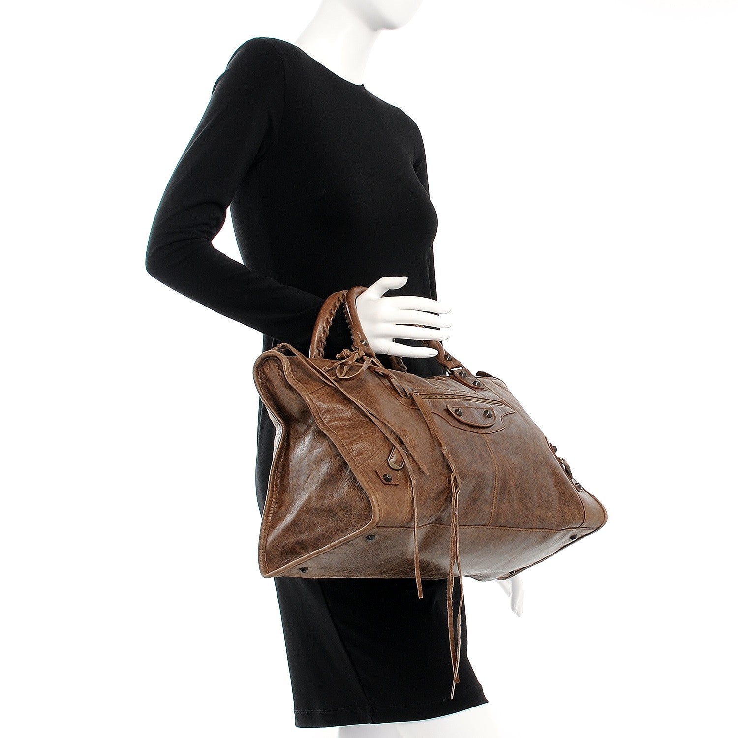 Balenciaga Agneau Classic Hardware Work Olive Brown 2 of 9
