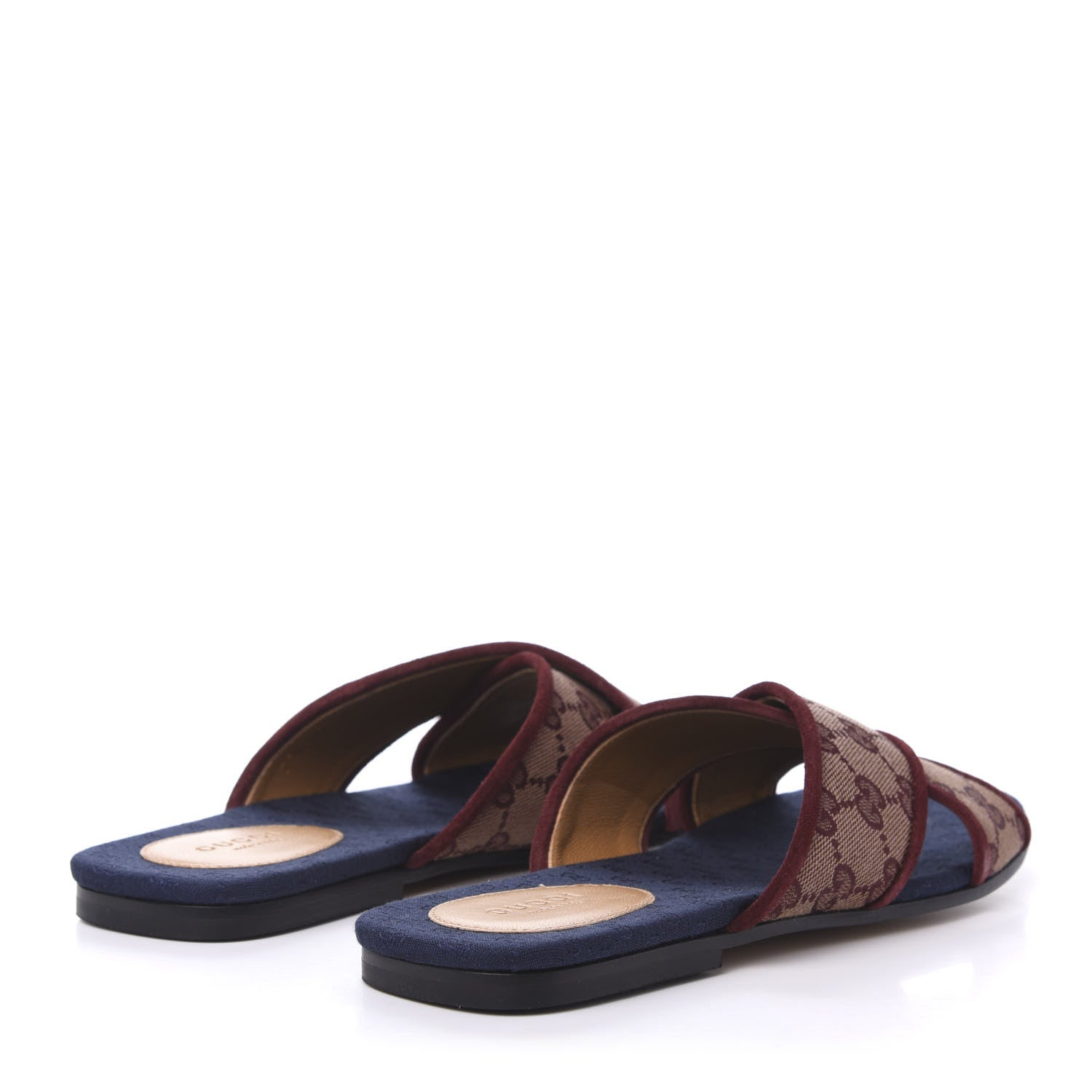 Gucci Canvas GG Monogram Womens Criss Cross Slide Sandals 38.5 Sahara Rubino Chardonnay 4 of 9
