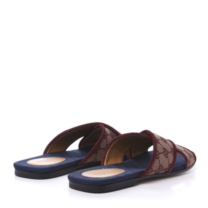 Gucci Canvas GG Monogram Womens Criss Cross Slide Sandals 38.5 Sahara Rubino Chardonnay 4 of 9