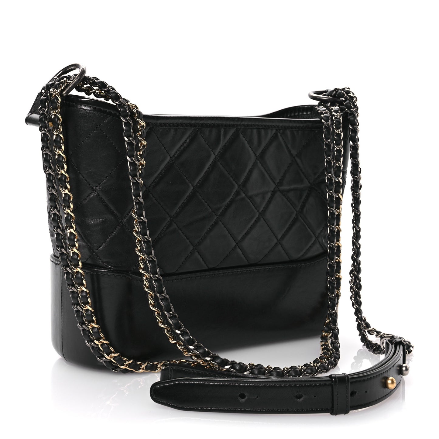 Aged Calfskin Quilted New Medium Gabrielle Hobo Black
