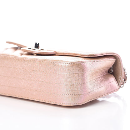 Chanel Iridescent Caviar Chevron Quilted Mini Rectangular Flap Light Gold 12 of 13