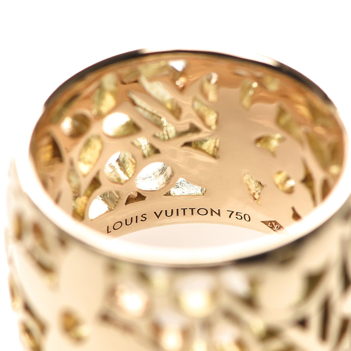 18K Yellow Gold Monogram Résille Wide Ring 50 5.25