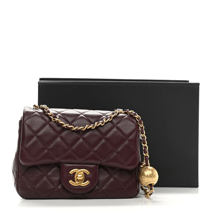 Chanel Lambskin Quilted Mini Pearl Crush Flap Burgundy 12 of 12