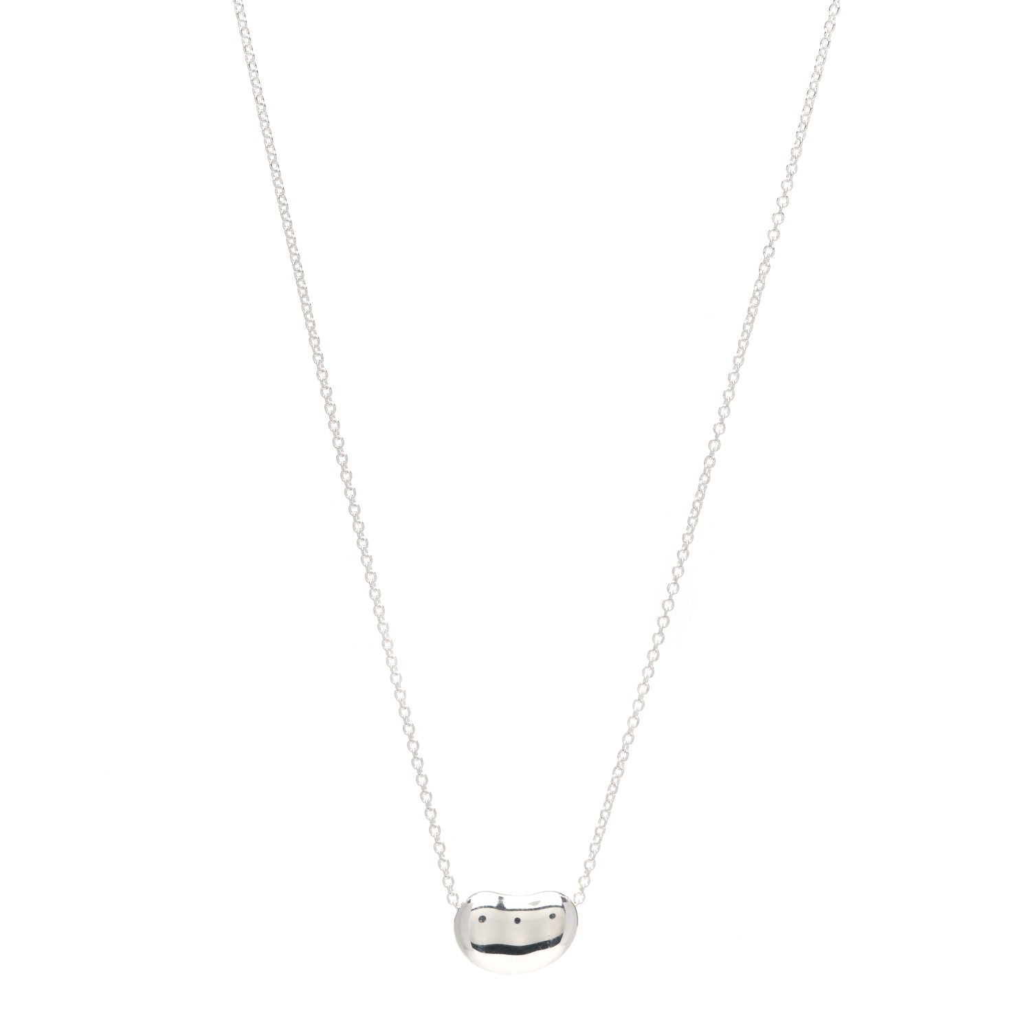 Tiffany Sterling Silver 9mm Elsa Peretti Bean Pendant Necklace 1 of 4