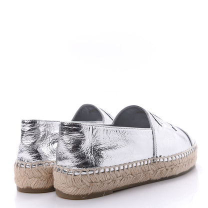 Chanel Laminated Goatskin CC Espadrilles 35 Silver 4 of 11