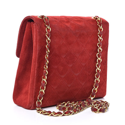 Chanel Suede Quilted Mini Square Flap Red 3 of 17