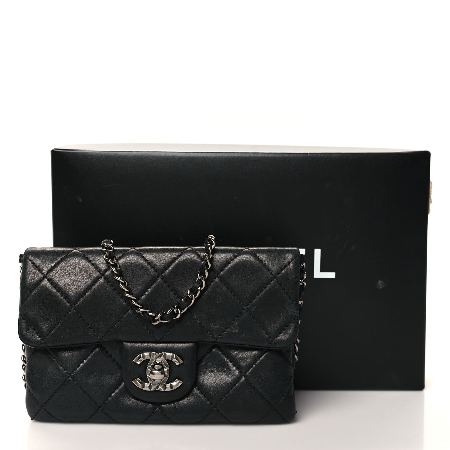 Lambskin Quilted Mini Mineral Nights Flap Crossbody Bag Black