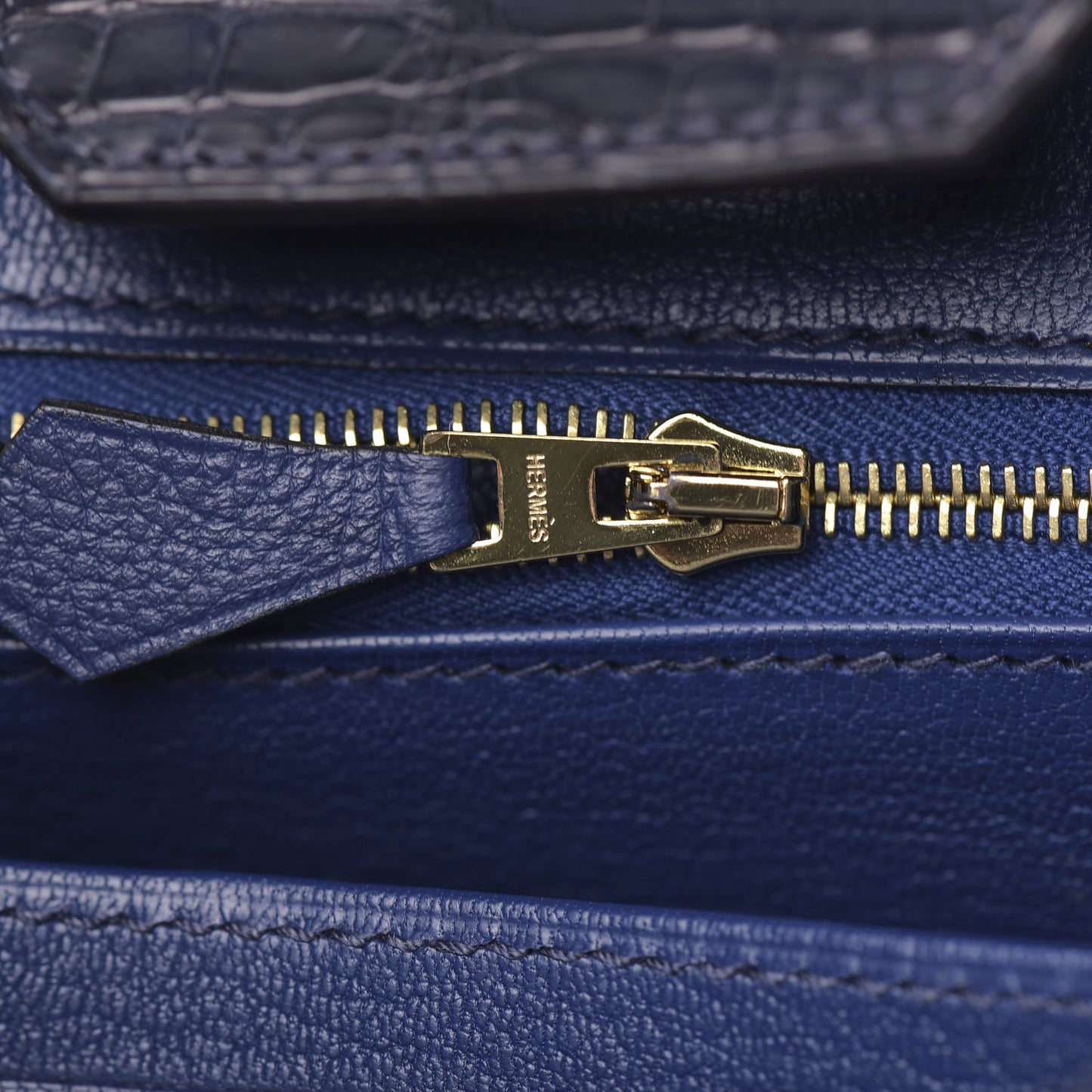 Taurillon Novillo Matte Alligator Birkin Touch 25 Bleu Saphir Marine