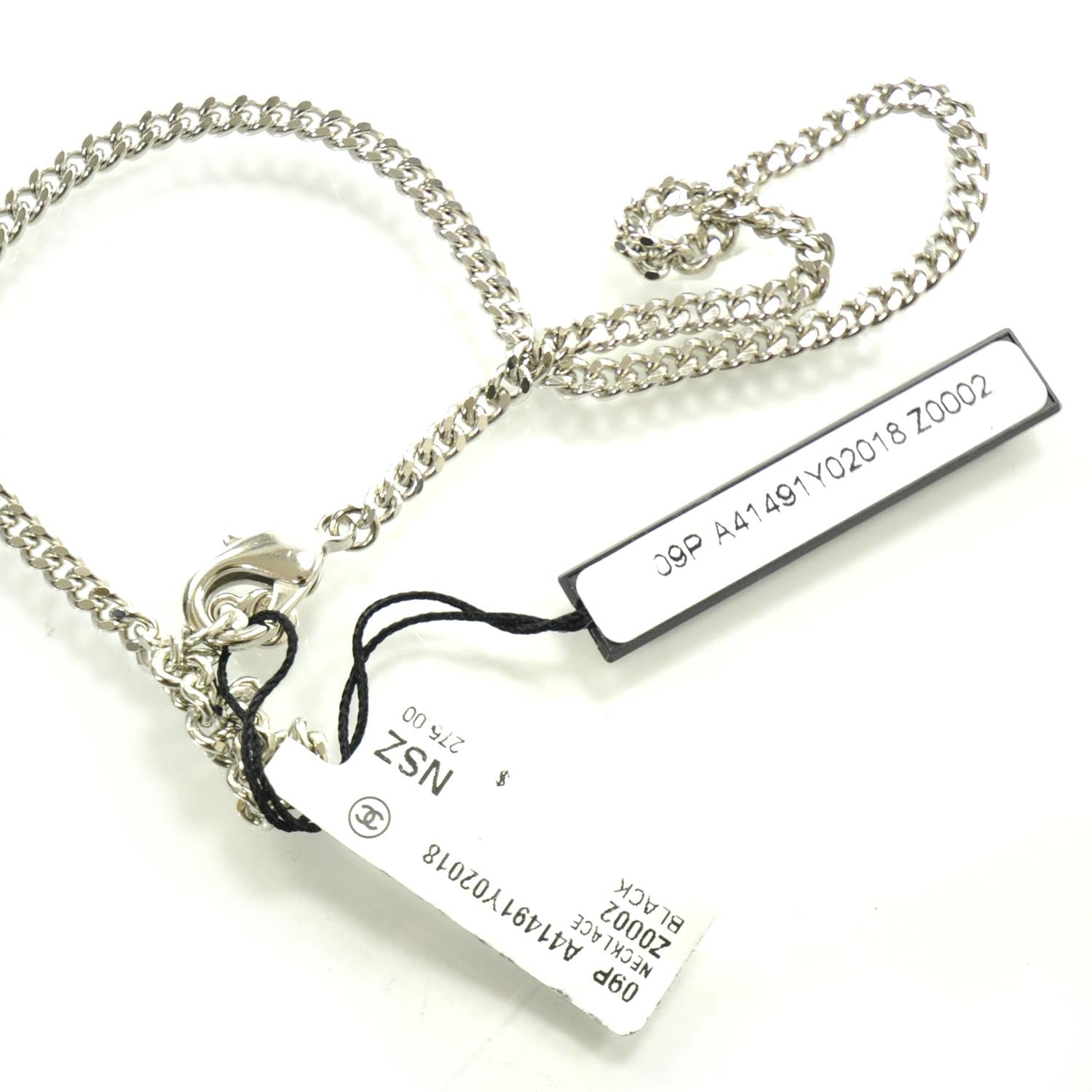 Chanel CC Army Dog Tag Necklace Silver 09P 6 of 7