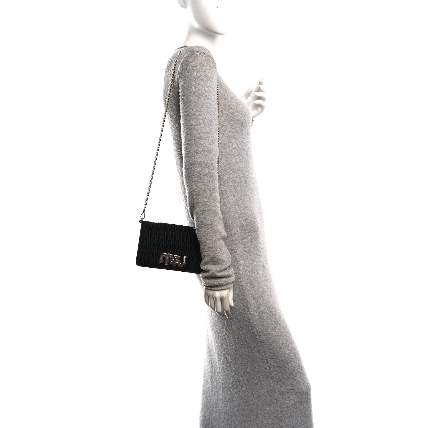 Miu Miu Tessuto Matelasse Delice Miu Logo Bag Black 2 of 11