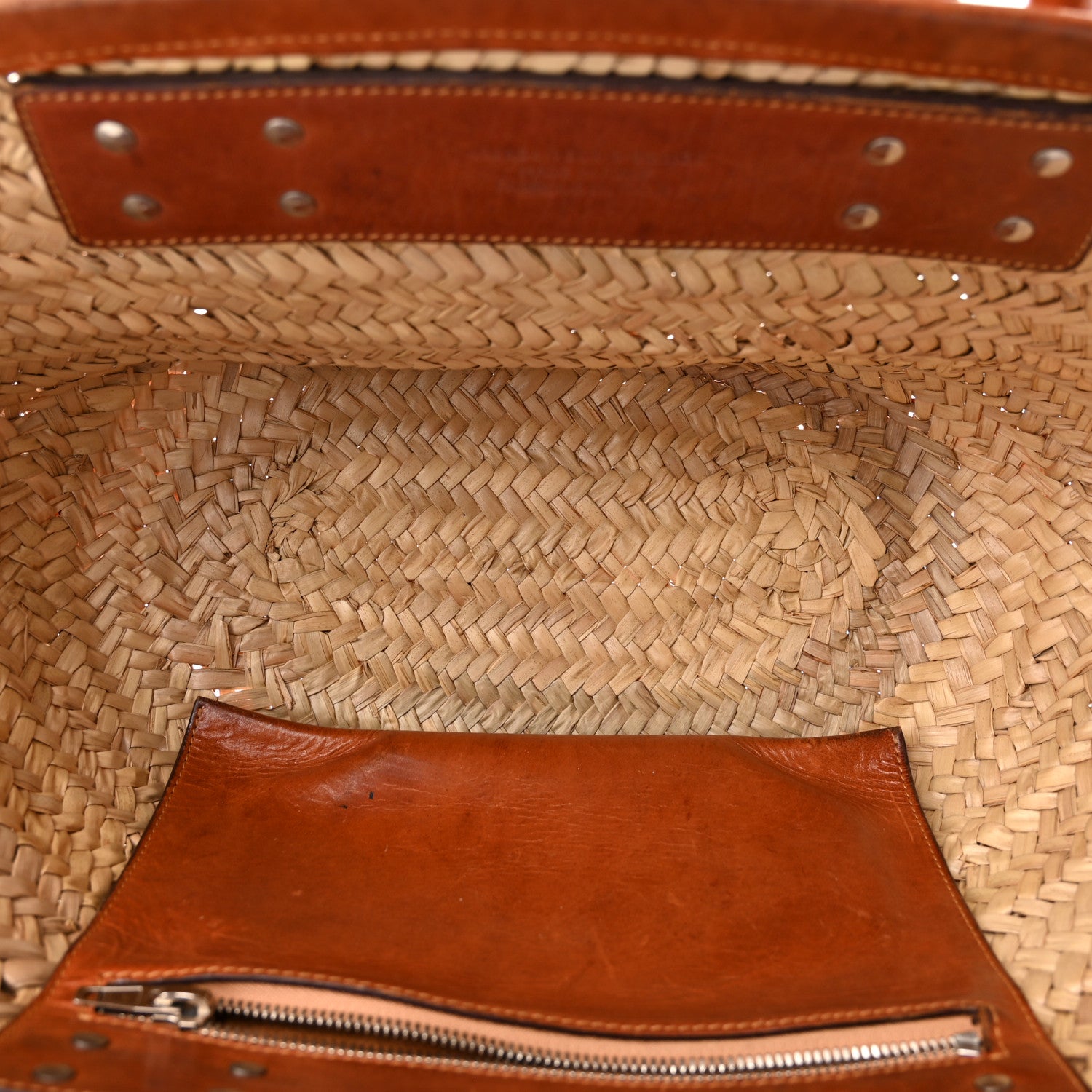 Balenciaga Straw Calfskin Bistrot Panier Small Tote Natural 5 of 13
