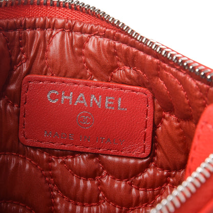 Chanel Goatskin Camellia Embossed Cosmetic Pouch Red 6 of 8
