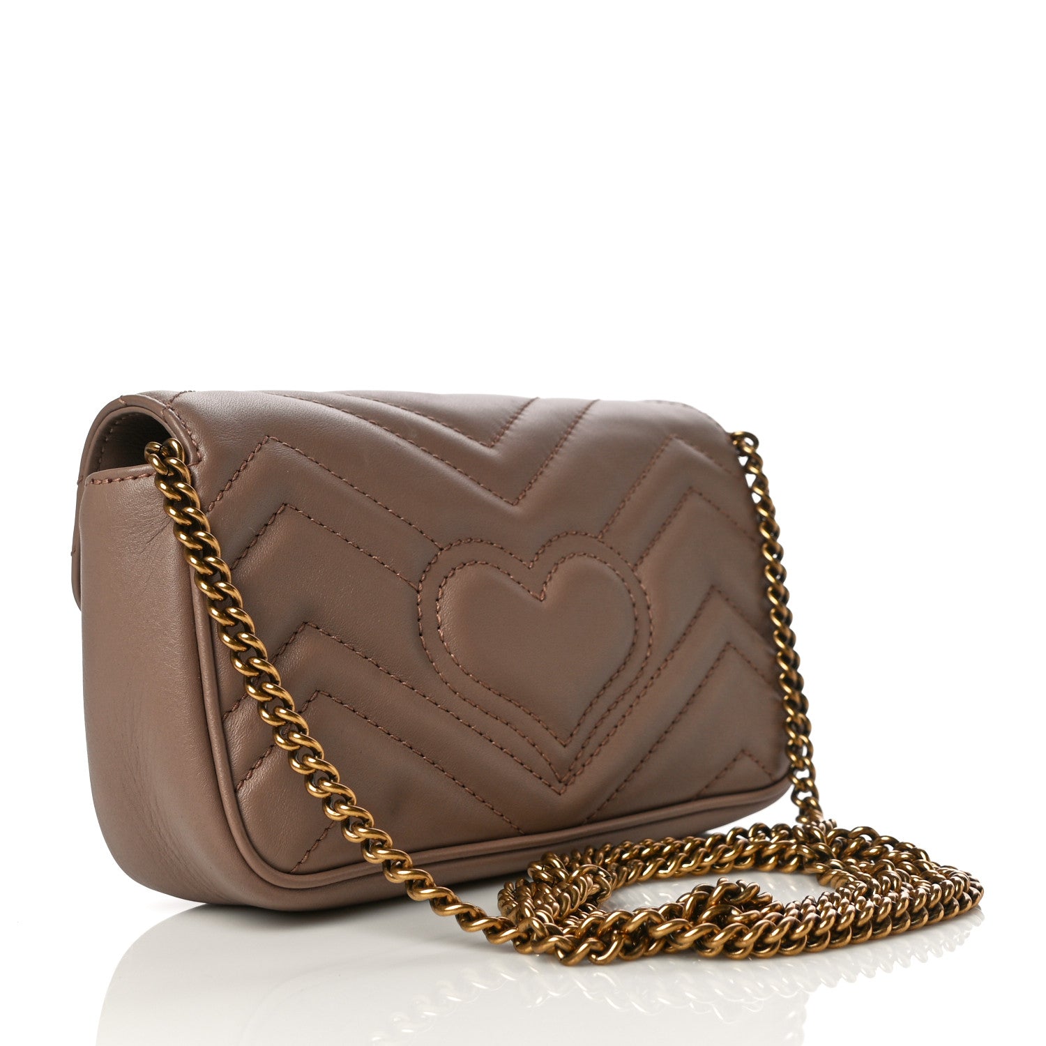 Gucci Calfskin Matelasse Super Mini GG Marmont Shoulder Bag Porcelain Rose 3 of 16