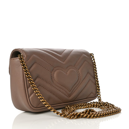 Gucci Calfskin Matelasse Super Mini GG Marmont Shoulder Bag Porcelain Rose 3 of 16