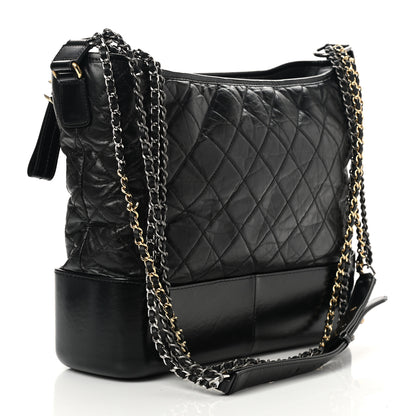 Chanel Aged Calfskin Quilted Large Gabrielle Hobo Black 3 of 11