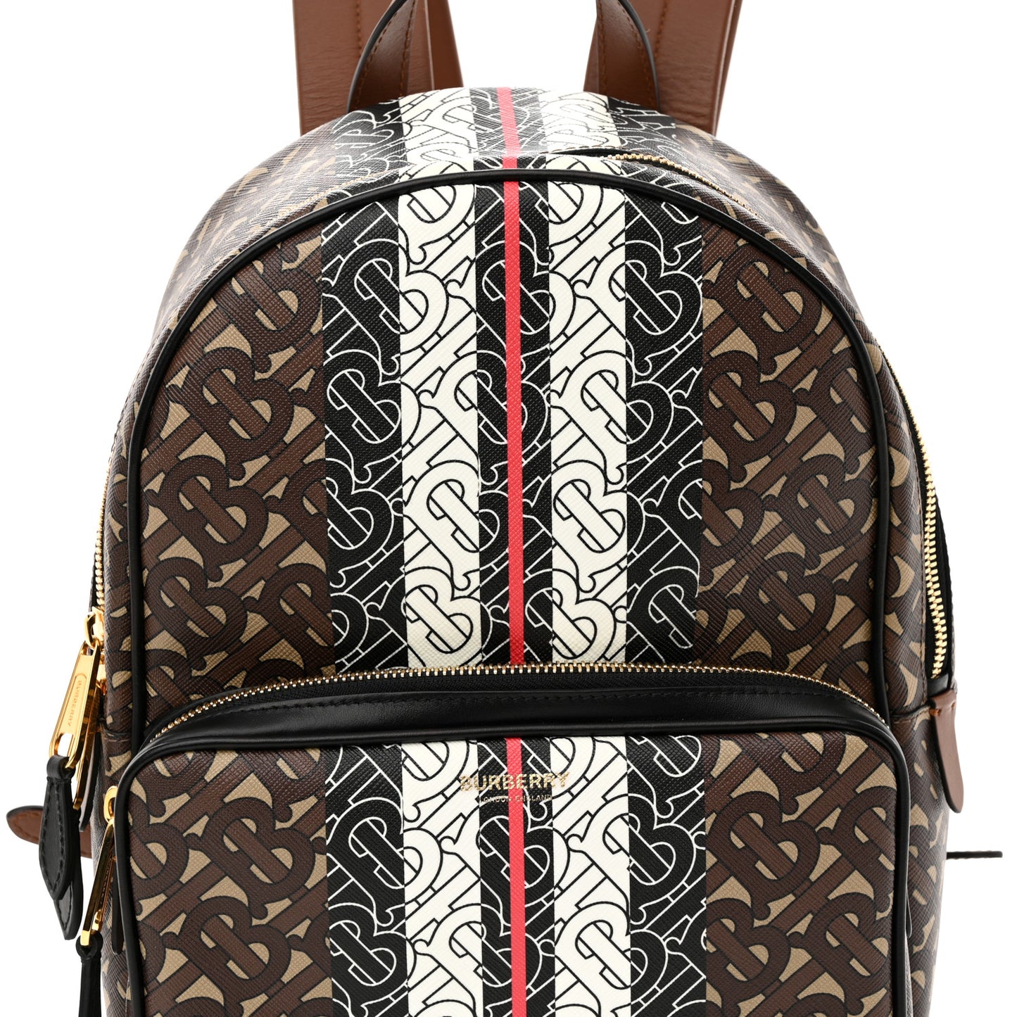 E-Canvas Monogram Stripe TB Backpack Bridle Brown