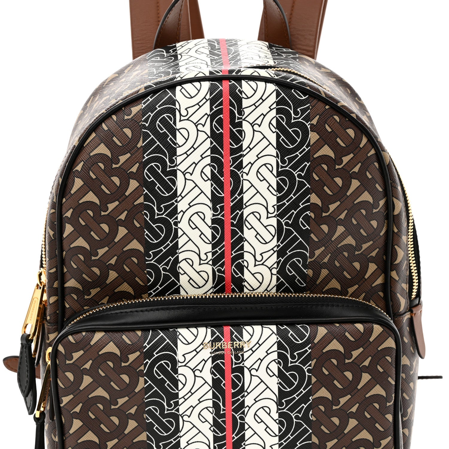 Burberry E-Canvas Monogram Stripe TB Backpack Bridle Brown 7 of 10