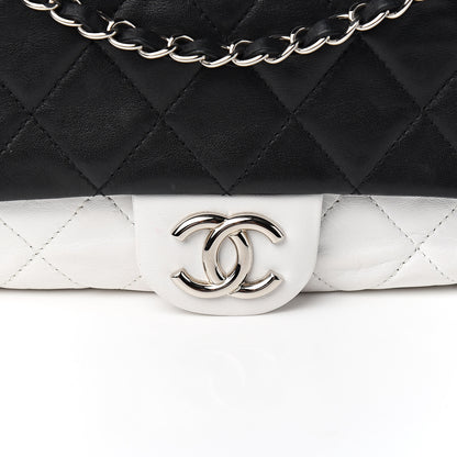 Chanel Lambskin Quilted Medium Flap Black White 10 of 10