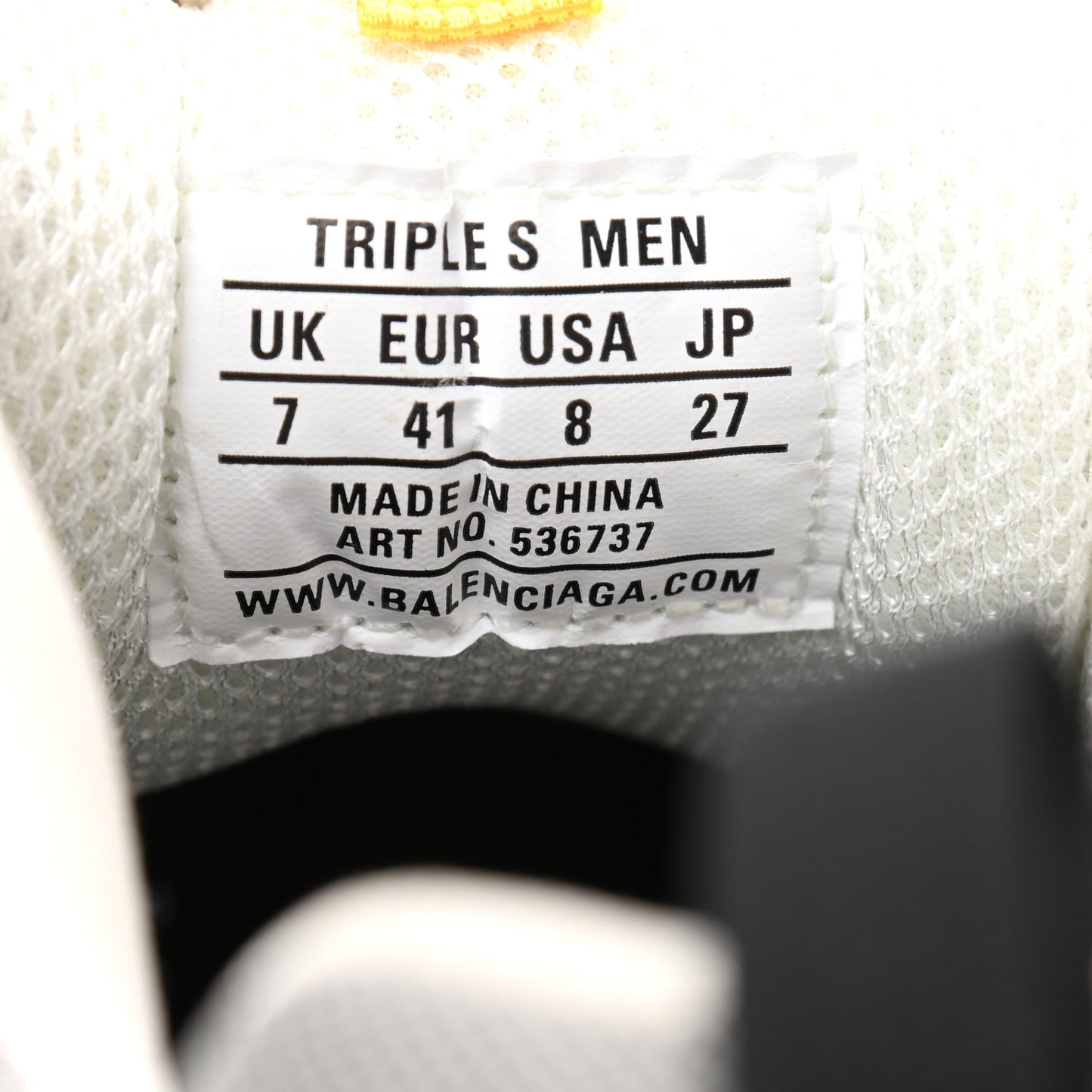 Fabric Mesh Mens Triple S Sneakers 41 Yellow Grey White