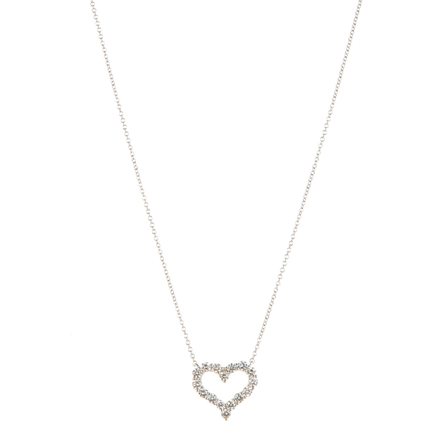 Tiffany Platinum Diamond Small Heart Pendant Necklace 1 of 6