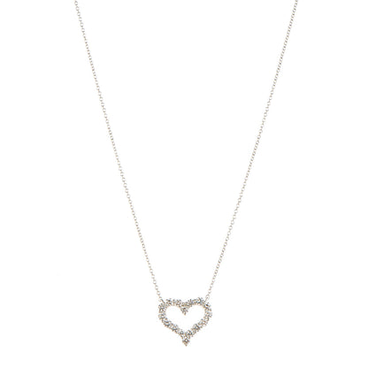 Tiffany Platinum Diamond Small Heart Pendant Necklace 1 of 6