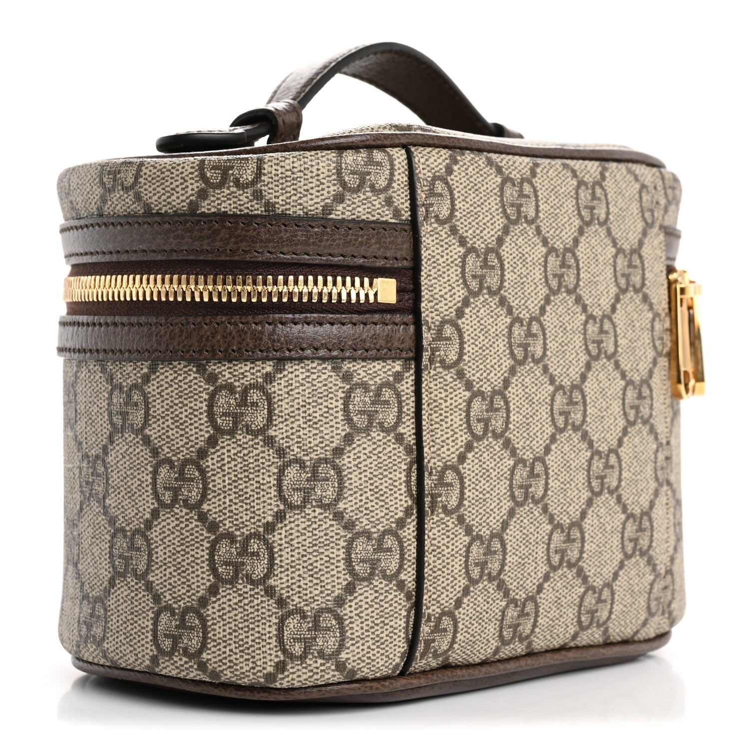 Gucci GG Supreme Monogram Textured Calfskin Web Ophidia Vanity Cosmetic Case Beige Ebony New Acero 3 of 7