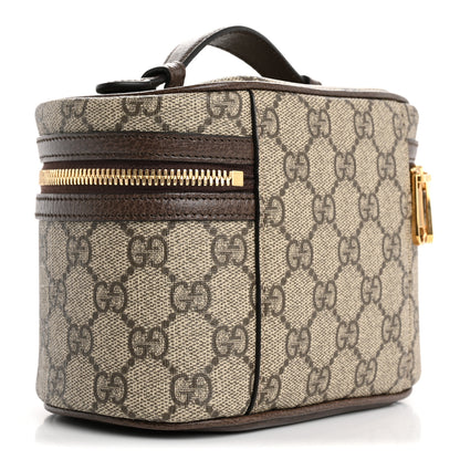 Gucci GG Supreme Monogram Textured Calfskin Web Ophidia Vanity Cosmetic Case Beige Ebony New Acero 3 of 7
