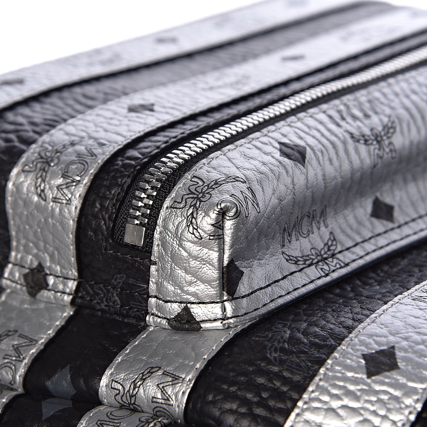 Metallic Visetos Striped Medium Stark Backpack Silver Black