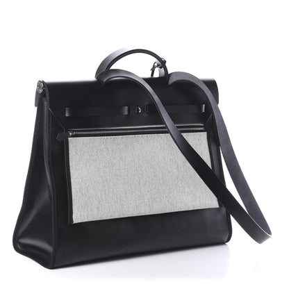 Hermes Toile H Berline Vache Hunter Herbag Zip 39 MM Black Ecru 2 of 8