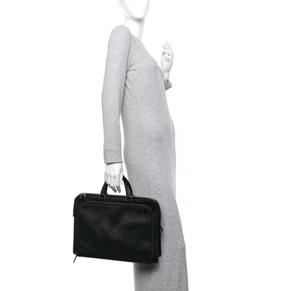 Prada Saffiano Cuir Front Zip Pocket Briefcase Black 2 of 14