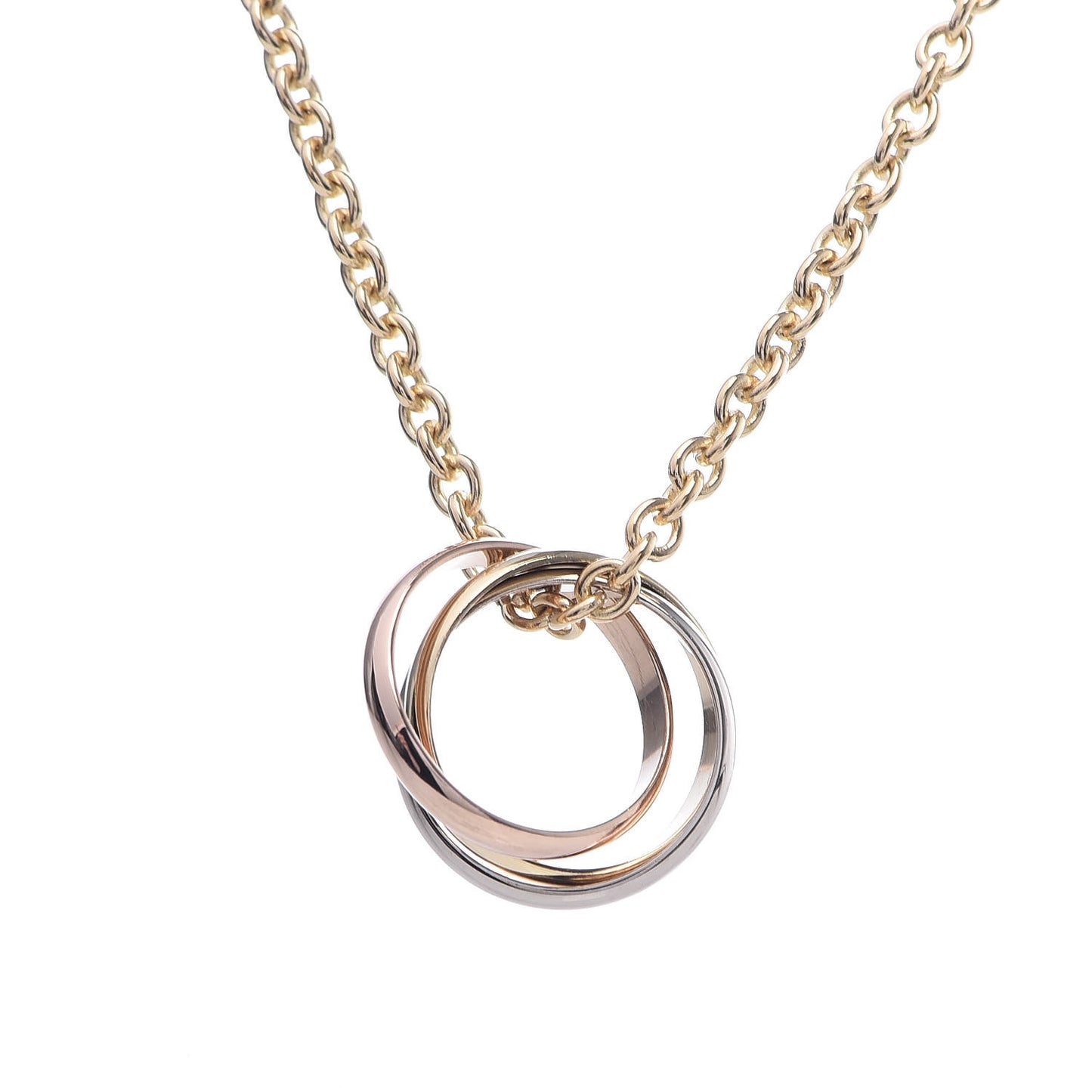 18K Pink Yellow White Gold Trinity Pendant Necklace