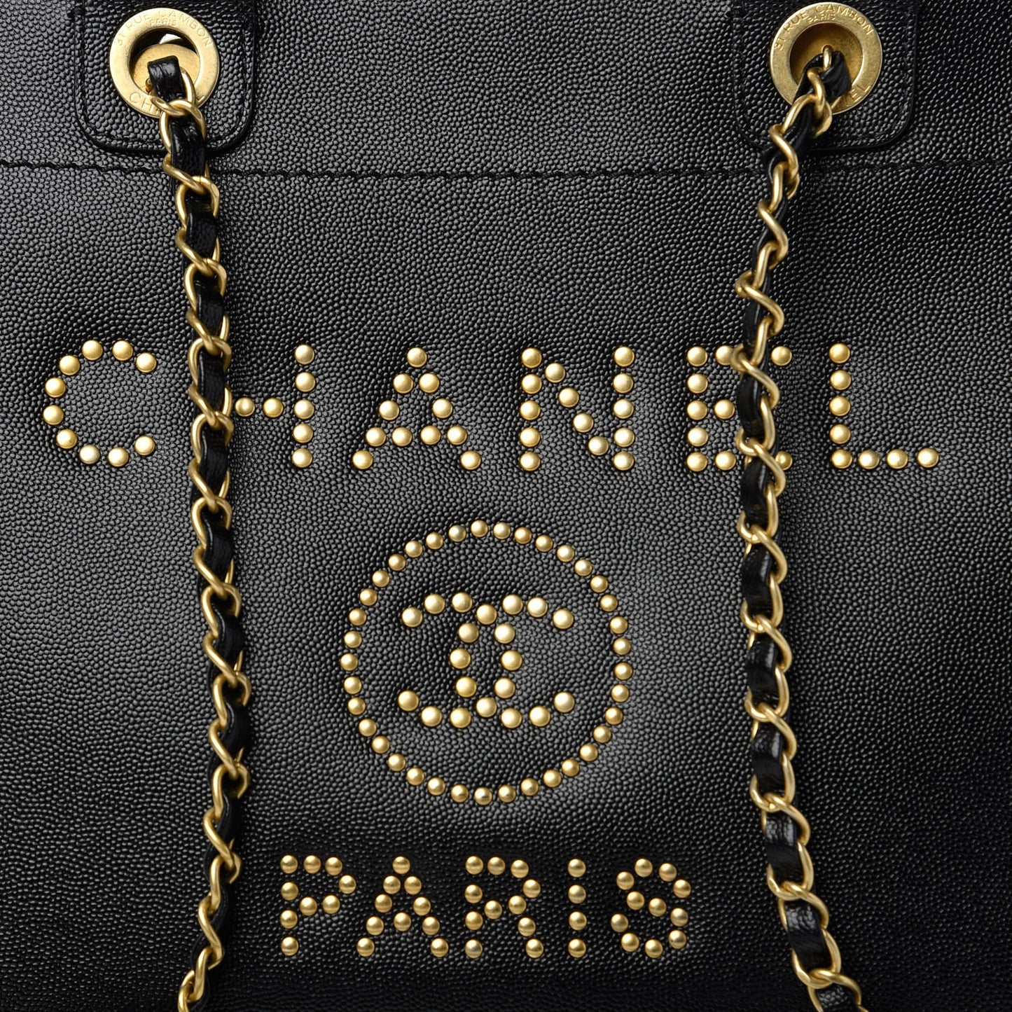 Caviar Small Studded Deauville Tote Black