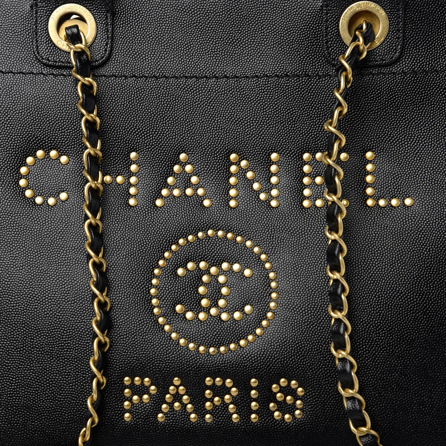 Chanel Caviar Small Studded Deauville Tote Black 9 of 10