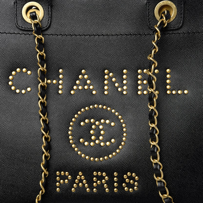 Chanel Caviar Small Studded Deauville Tote Black 9 of 10