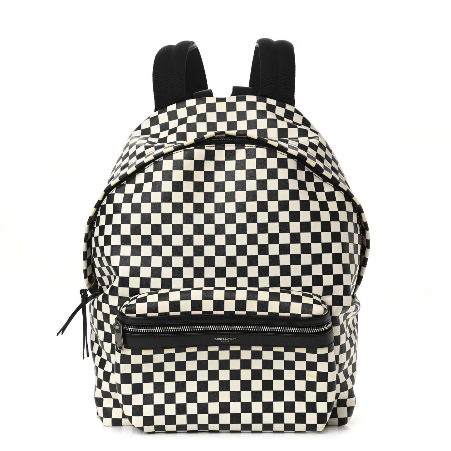 Calfskin Checked Print Hunting Backpack Black White