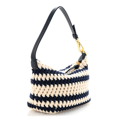 Miu Miu Fabric Crochet Pouch Blue White 3 of 10