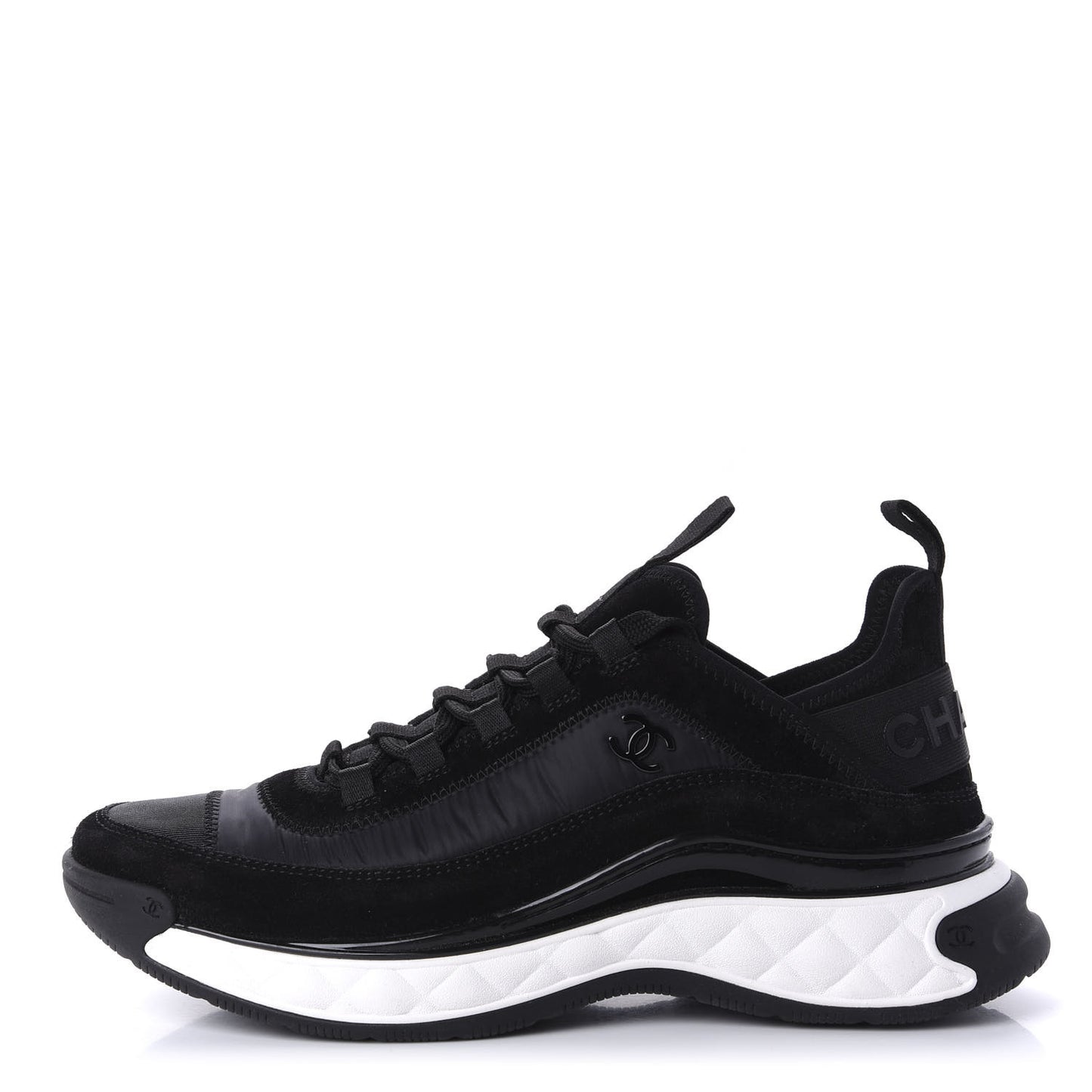 Fabric Calfskin Suede CC Sneakers 39.5 Black