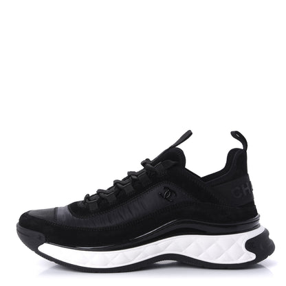 Chanel Fabric Calfskin Suede CC Sneakers 39.5 Black 1 of 10