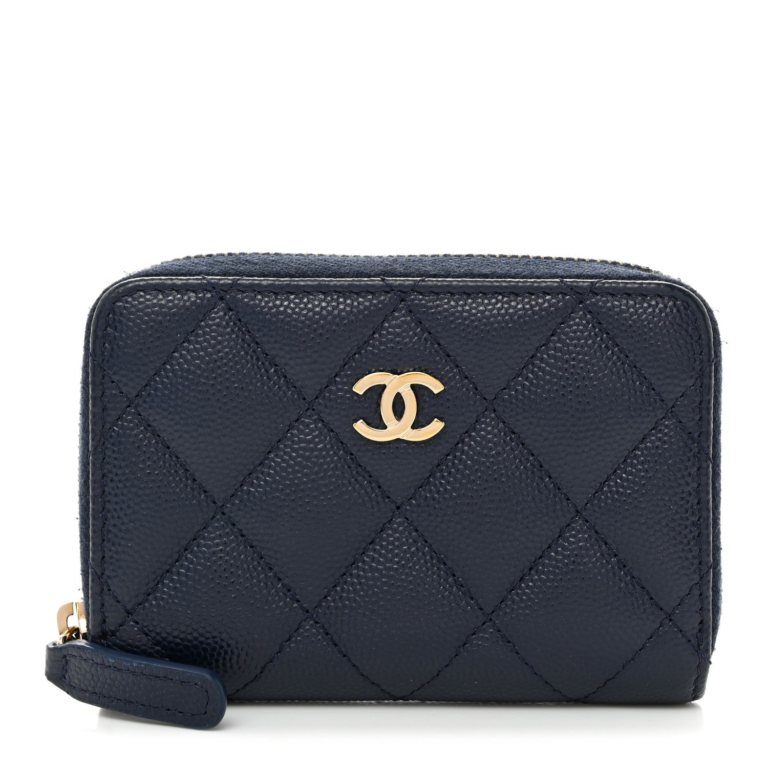 Chanel Caviar Quilted Zip Card Holder Navy 1 of 8
