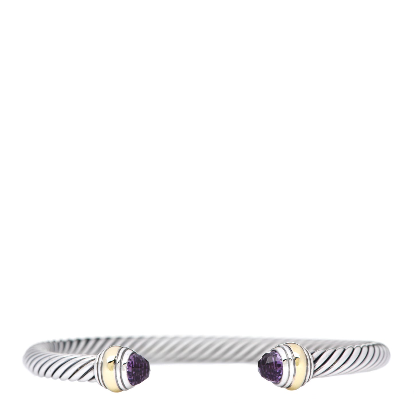 Sterling Silver 14K Yellow Gold Amethyst 5mm Cable Classics Bracelet