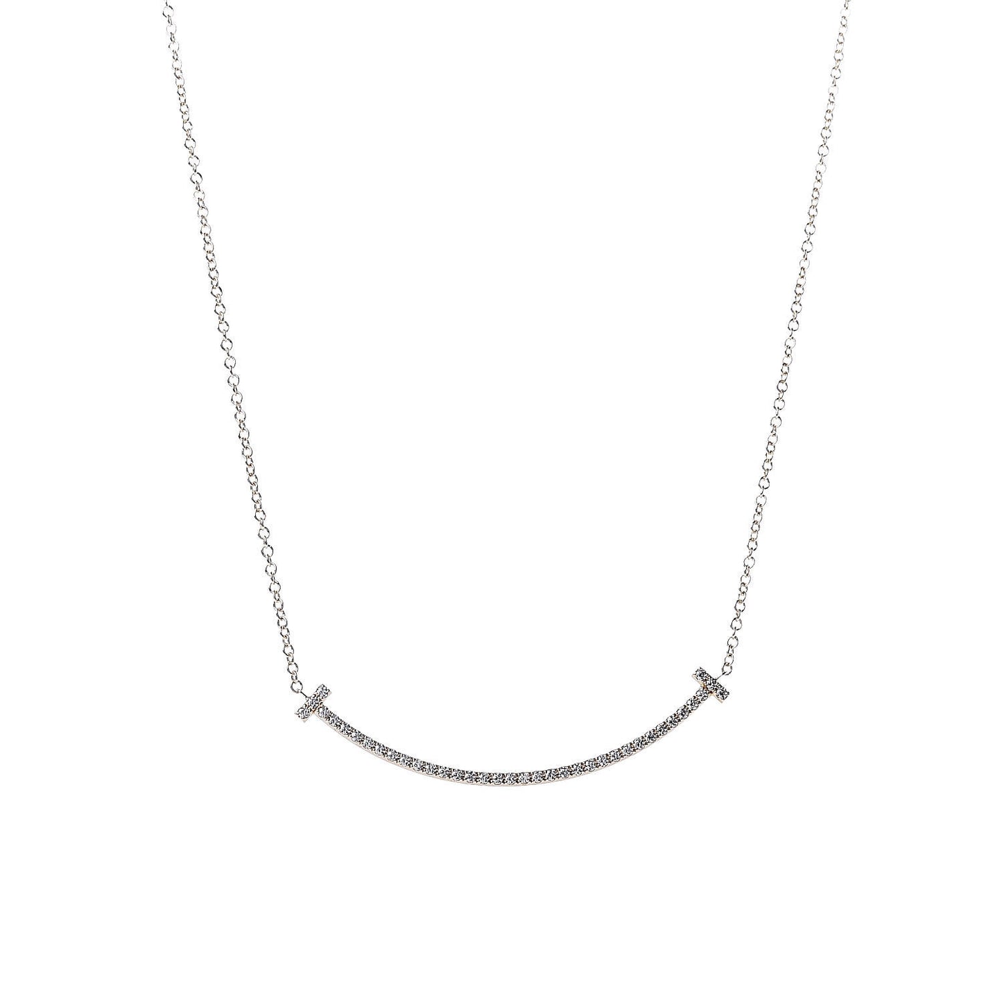 18K Yellow Gold Diamond Small T Smile Pendant Necklace