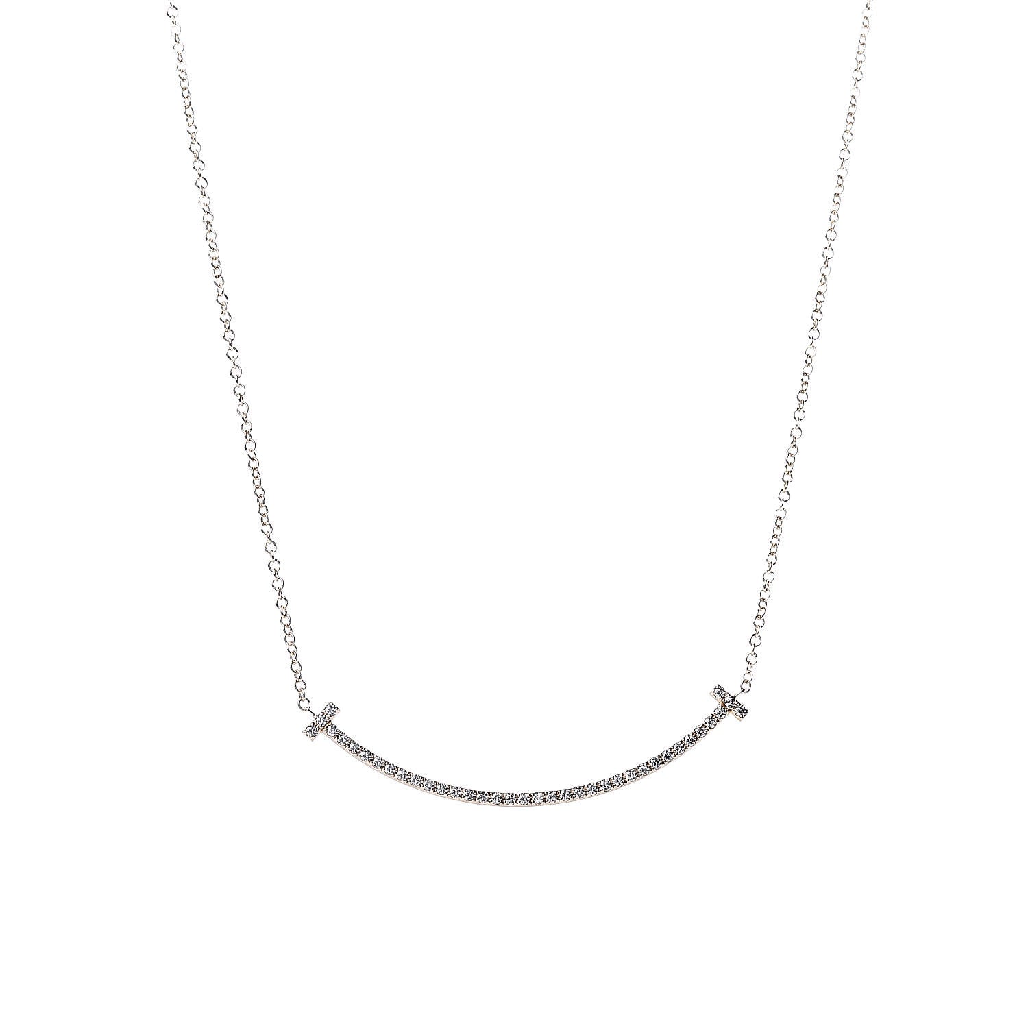 Tiffany 18K Yellow Gold Diamond Small T Smile Pendant Necklace 4 of 7