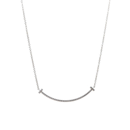 Tiffany 18K Yellow Gold Diamond Small T Smile Pendant Necklace 4 of 7