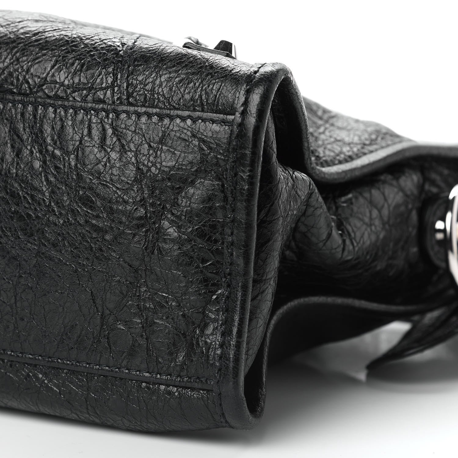 Balenciaga Agneau Classic Silver Hardware S City Logo Strap Black White 8 of 8