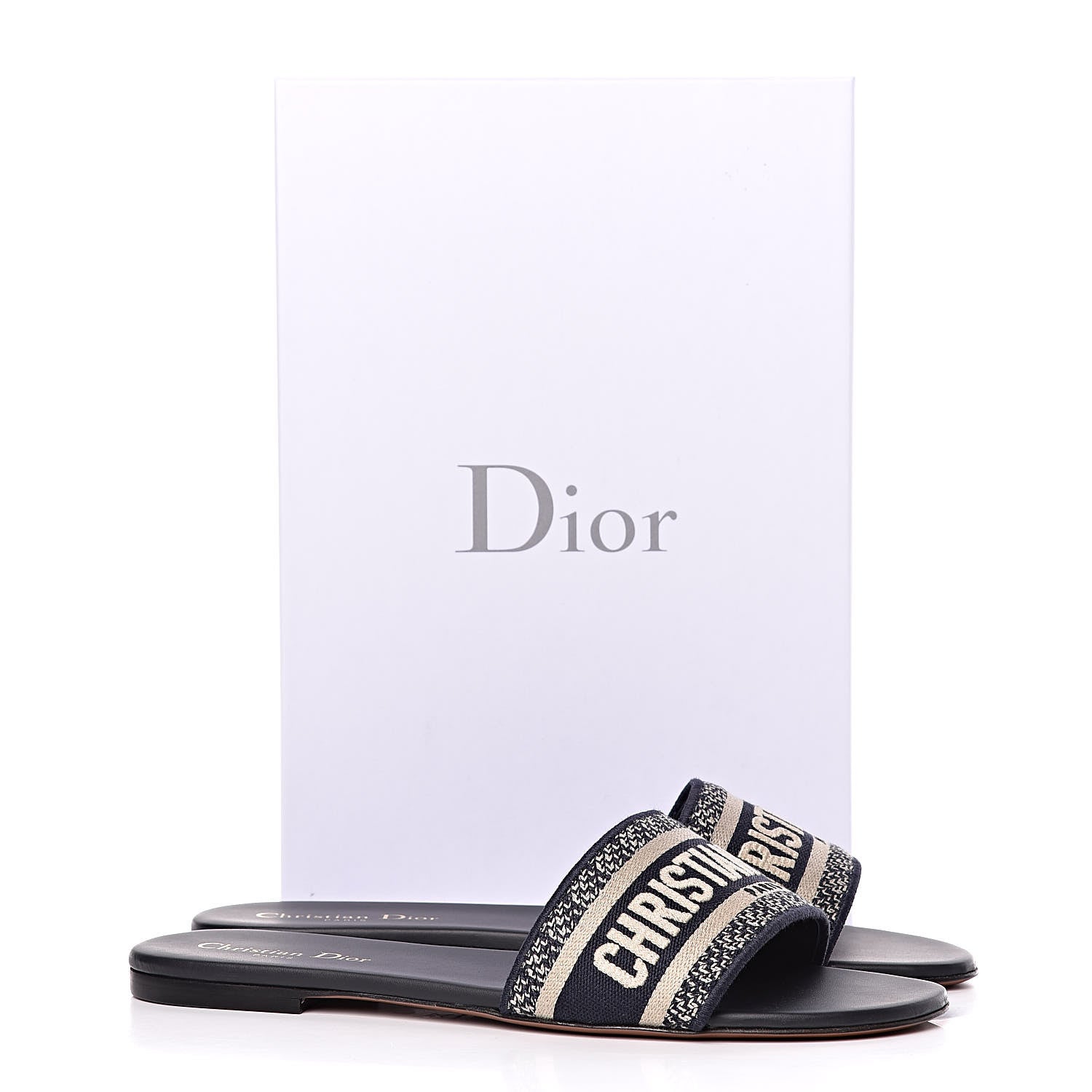 Christian Dior Canvas Embroidered Dway Mules Slide Sandals 41 Deep Blue 8 of 8