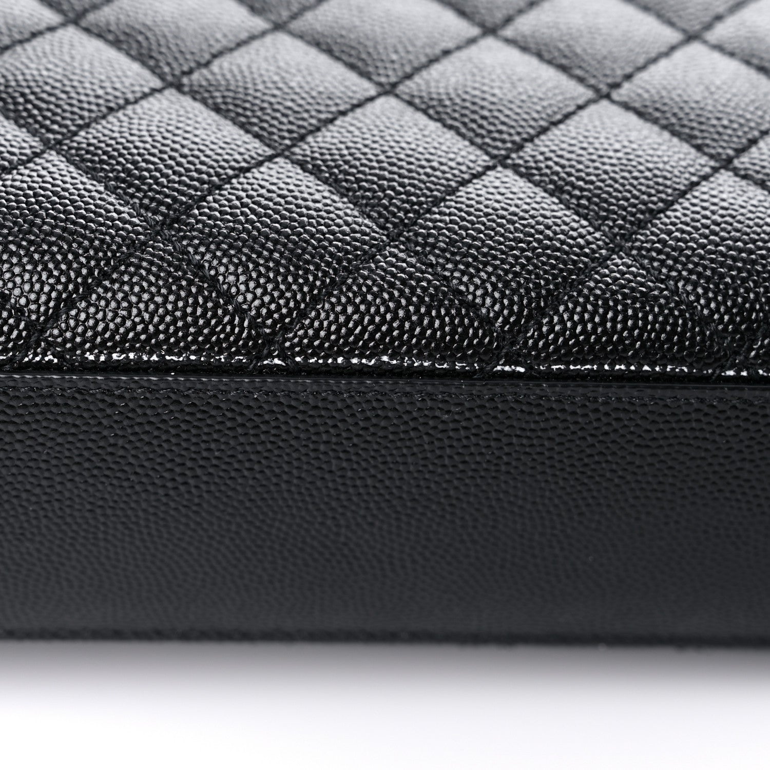 Saint Laurent Grain De Poudre Textured Mixed Matelasse Large Triquilt Monogram Monochrome Satchel Black 10 of 10