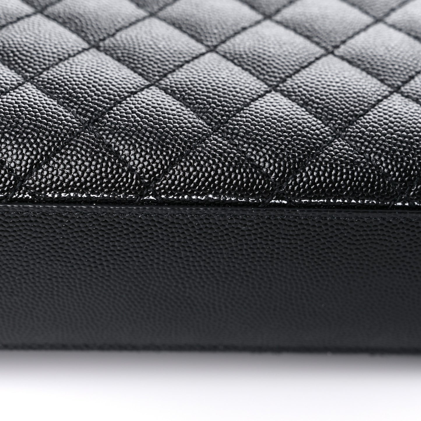 Grain De Poudre Textured Mixed Matelasse Large Triquilt Monogram Monochrome Satchel Black