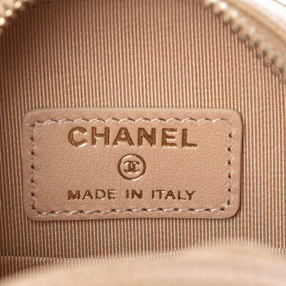 Chanel Caviar Quilted Round Clutch With Chain Beige 8 of 10