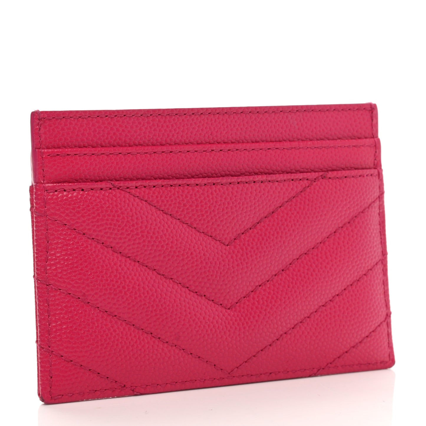 Grain De Poudre Matelasse Chevron Monogram Credit Card Case Fresh Fuxia